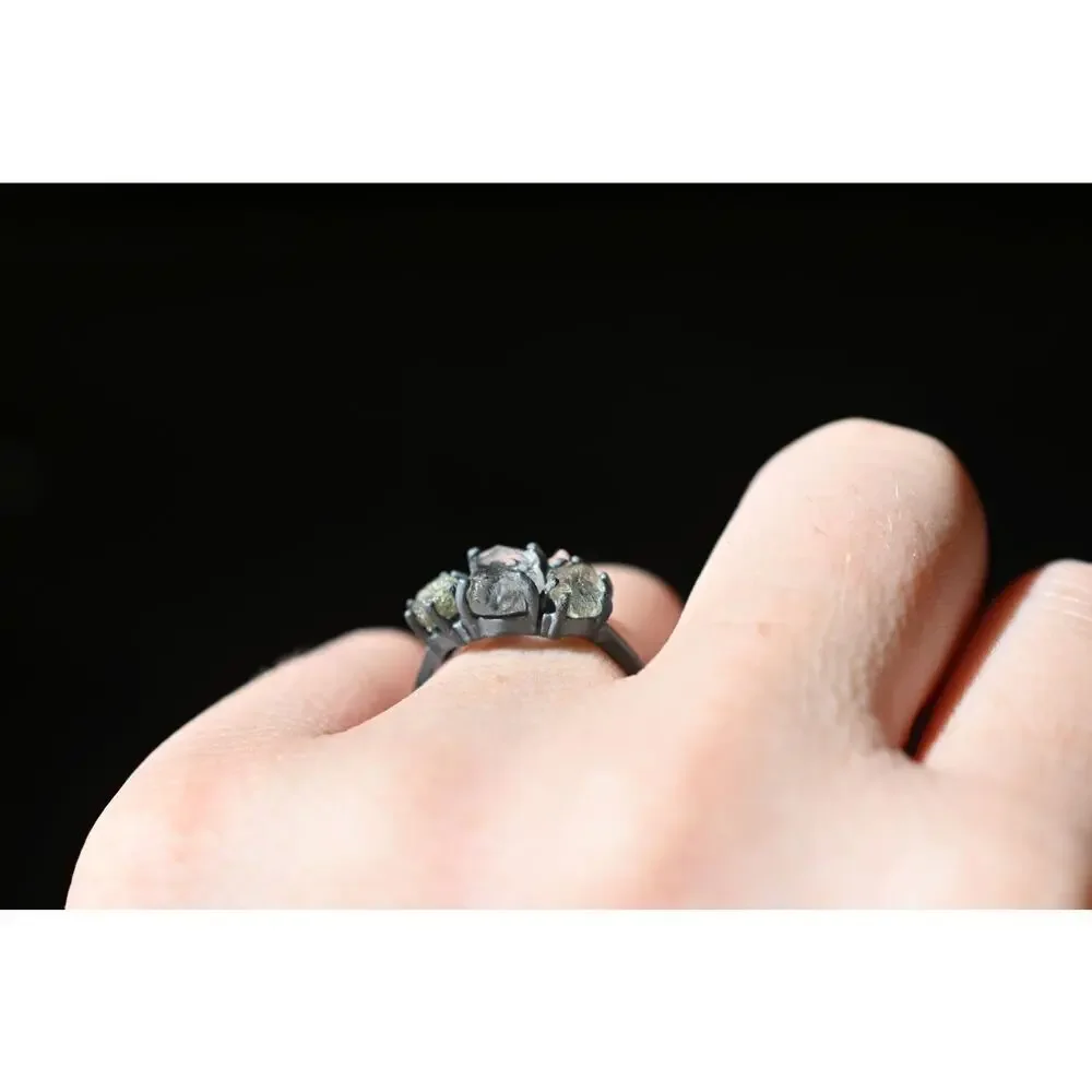 Unique Engagement Ring Raw Diamond Ring Raw Sapphire Ring